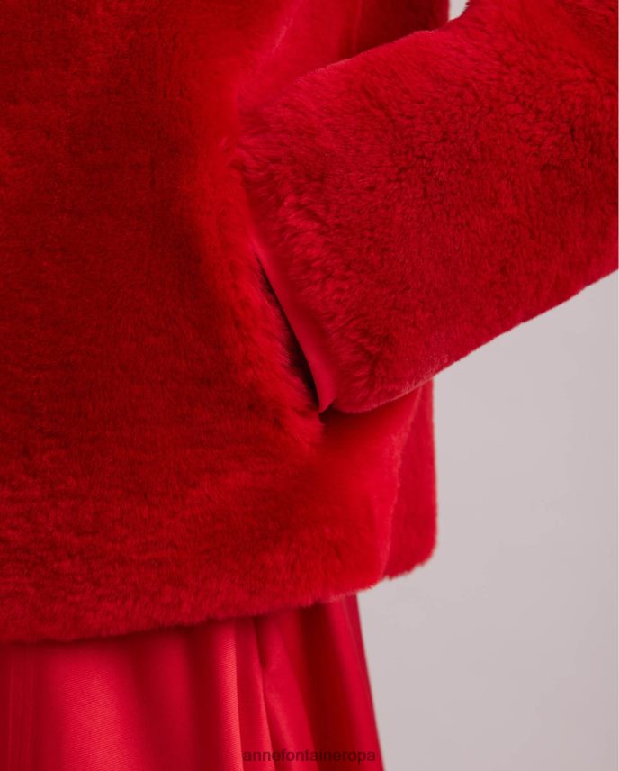 ropa es Anne Fontaine mujer chaqueta wharton chaqueta reversible de piel y borrego con cuello clásico rojo 646LTX439