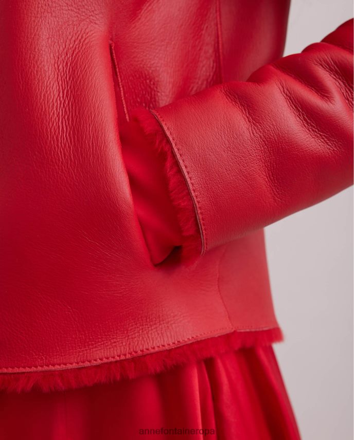 ropa es Anne Fontaine mujer chaqueta wharton chaqueta reversible de piel y borrego con cuello clásico rojo 646LTX439