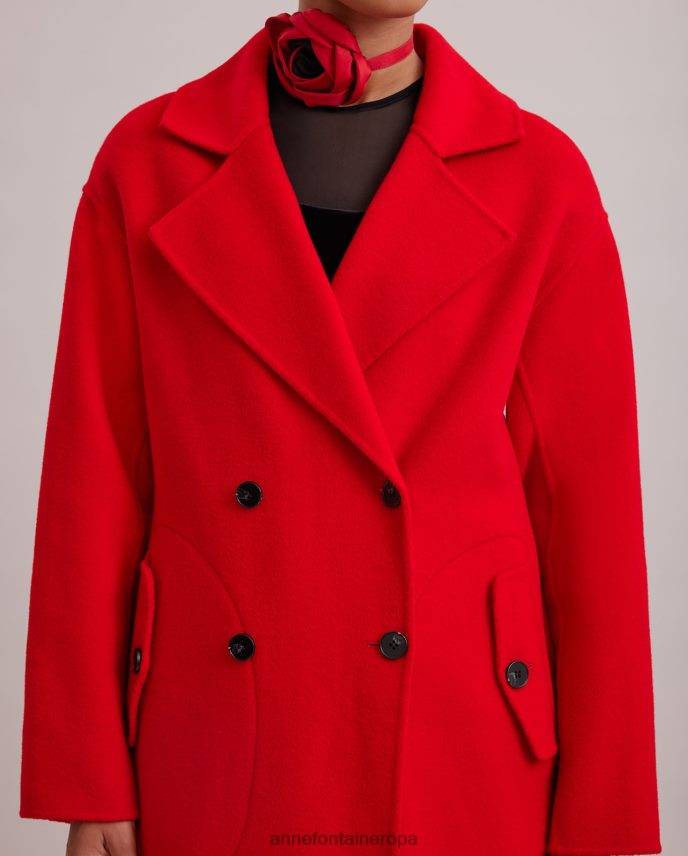 ropa es Anne Fontaine mujer gabardina codex con cuello grande con muescas y cinturón anudado rojo 646LTX437