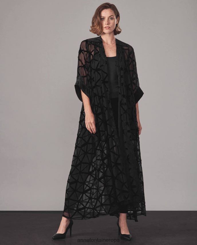 ropa es Anne Fontaine mujer guardapolvo largo tipo kimono sulwen con estampados geométricos devore negro 646LTX450