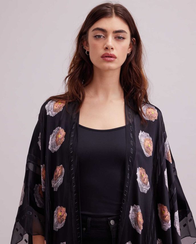 ropa es Anne Fontaine mujer kimono imono kimono con flecos estampado floral 646LTX425