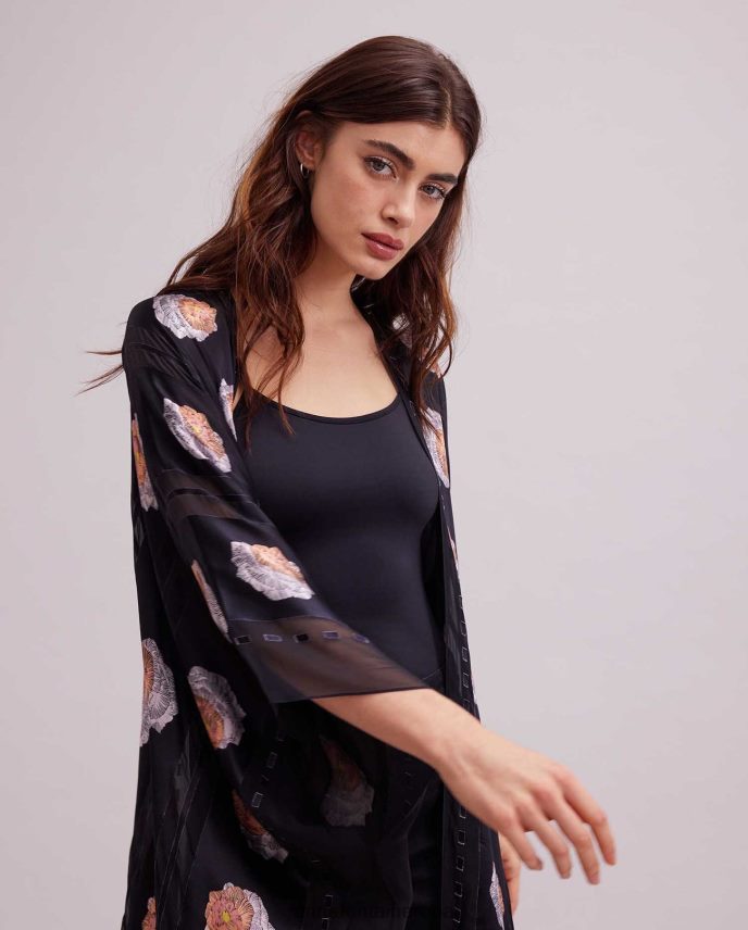 ropa es Anne Fontaine mujer kimono imono kimono con flecos estampado floral 646LTX425