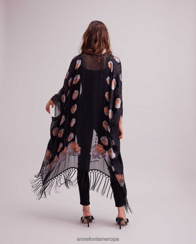 ropa es Anne Fontaine mujer kimono imono kimono con flecos estampado floral 646LTX425