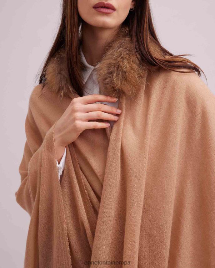 ropa es Anne Fontaine mujer poncho gus poncho de lana con cuello de piel elegante 646LTX431