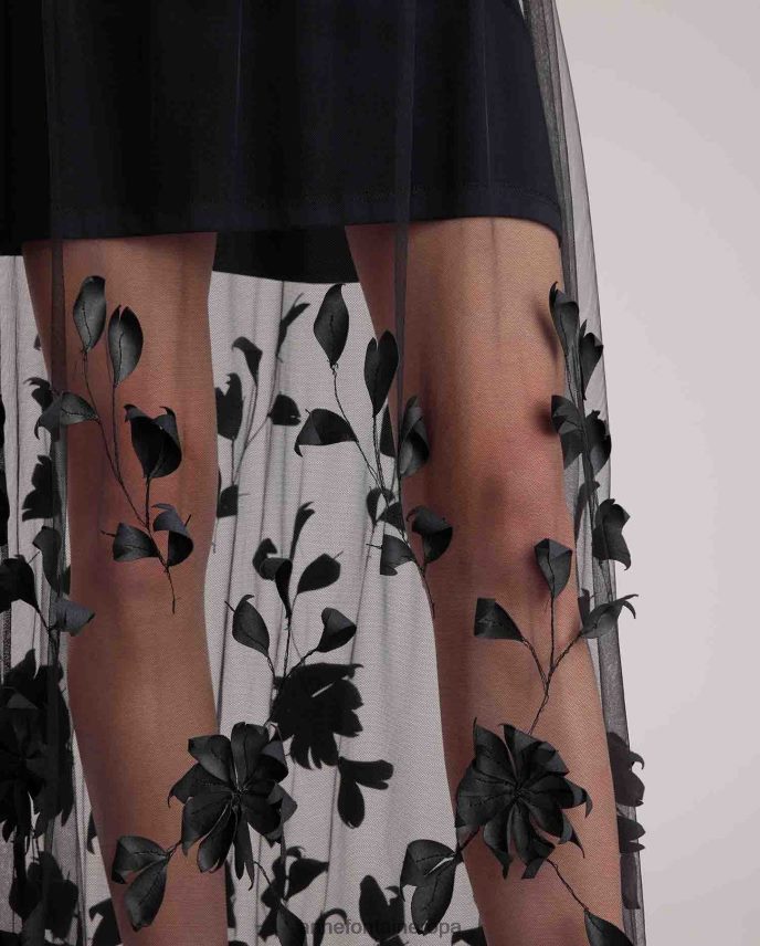 ropa es Anne Fontaine mujer falda enid falda de tul con flores bordadas negro 646LTX374