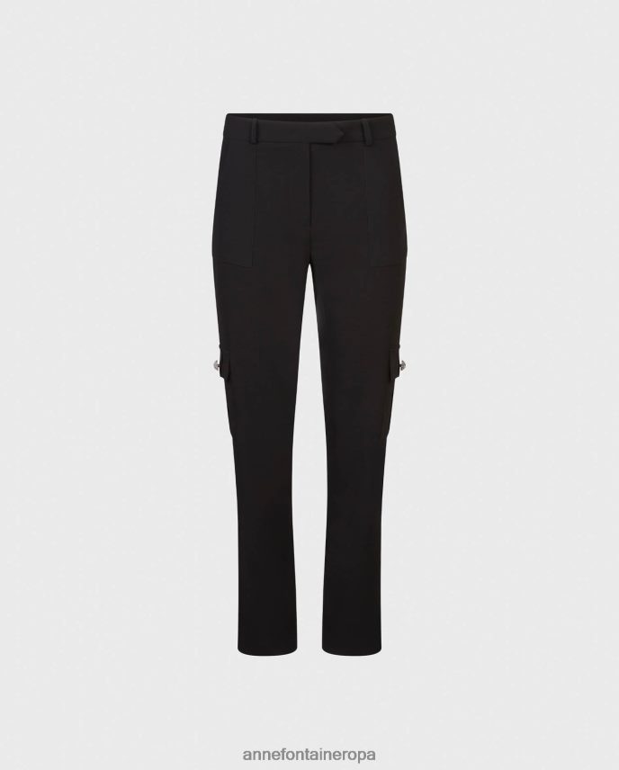 ropa es Anne Fontaine mujer pantalón ballade pantalón de crepé con grandes bolsillos laterales negro 646LTX359