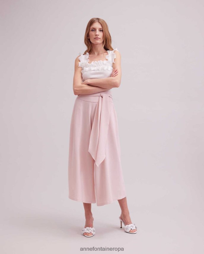 ropa es Anne Fontaine mujer pantalón roseraie pantalón corto de pernera ancha con cinturón anudable rosa 646LTX314