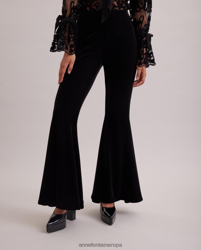 ropa es Anne Fontaine mujer pantalones acampanados elásticos de talle alto vic pant negro 646LTX365