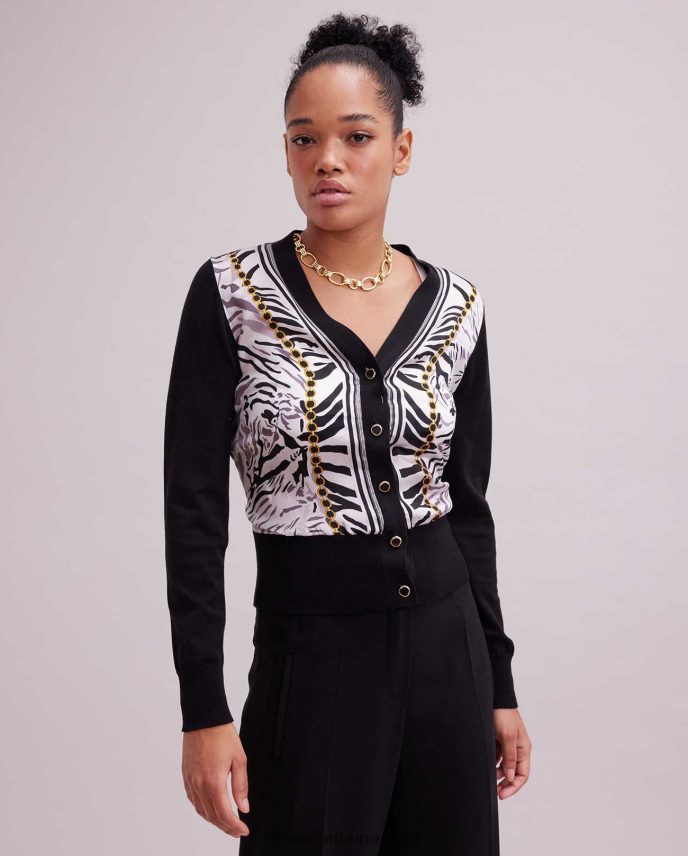 ropa es Anne Fontaine mujer cárdigan garoupe de punto de seda con diseño de cebra blanco negro 646LTX468
