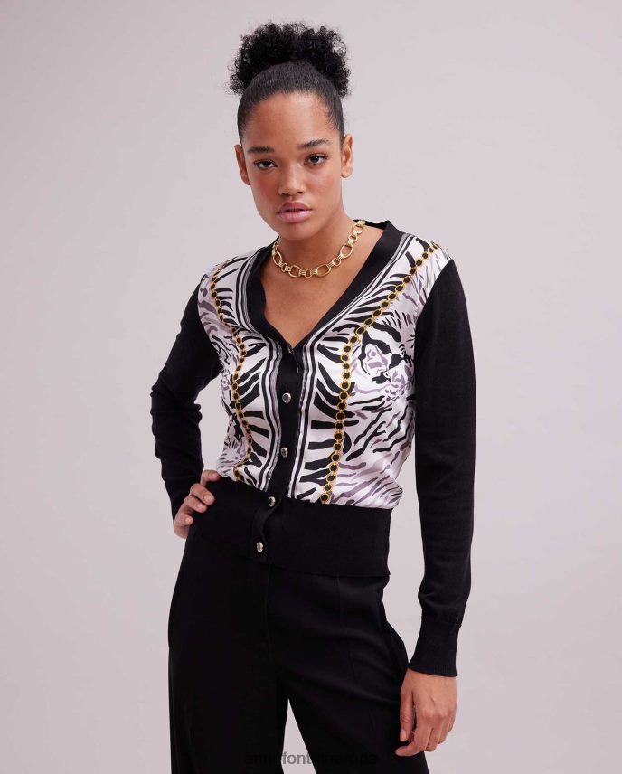 ropa es Anne Fontaine mujer cárdigan garoupe de punto de seda con diseño de cebra blanco negro 646LTX468
