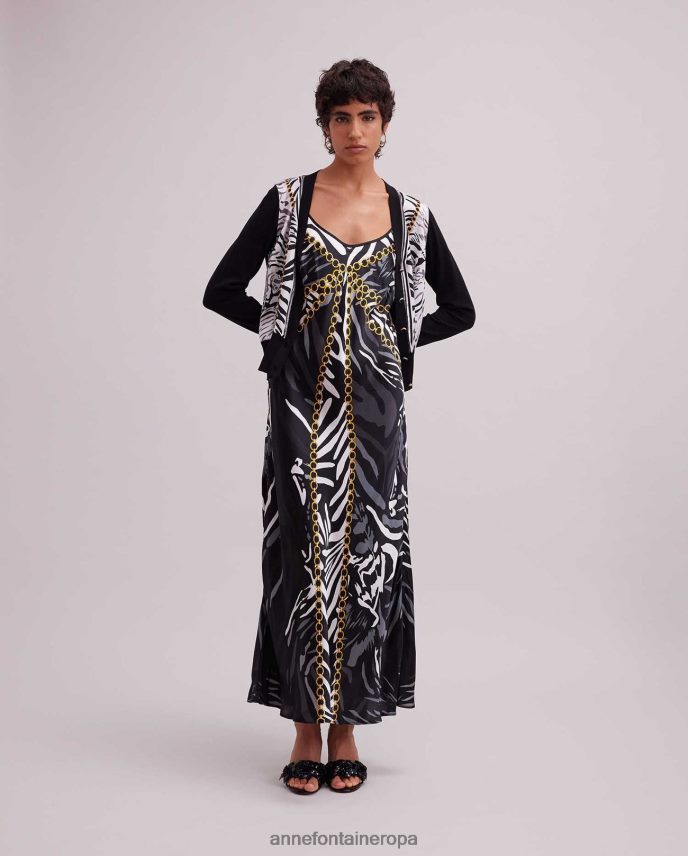 ropa es Anne Fontaine mujer cárdigan garoupe de punto de seda con diseño de cebra blanco negro 646LTX468