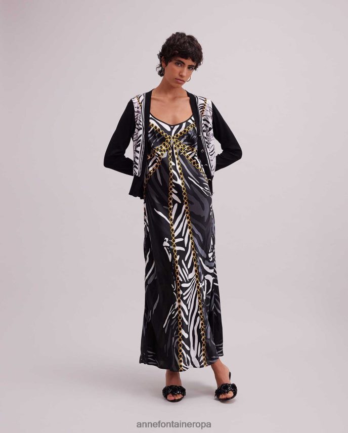 ropa es Anne Fontaine mujer cárdigan garoupe de punto de seda con diseño de cebra blanco negro 646LTX468