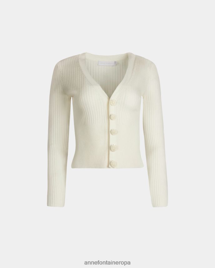 ropa es Anne Fontaine mujer cárdigan solfeo cárdigan de manga larga con cuello en v blanco 646LTX489