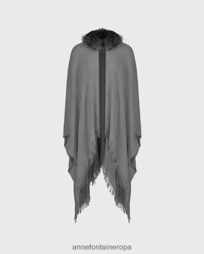 ropa es Anne Fontaine mujer poncho gus poncho de lana con cuello de piel elegante 646LTX492