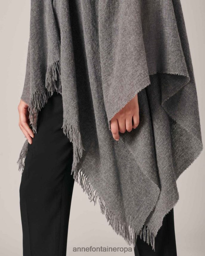 ropa es Anne Fontaine mujer poncho gus poncho de lana con cuello de piel elegante 646LTX492