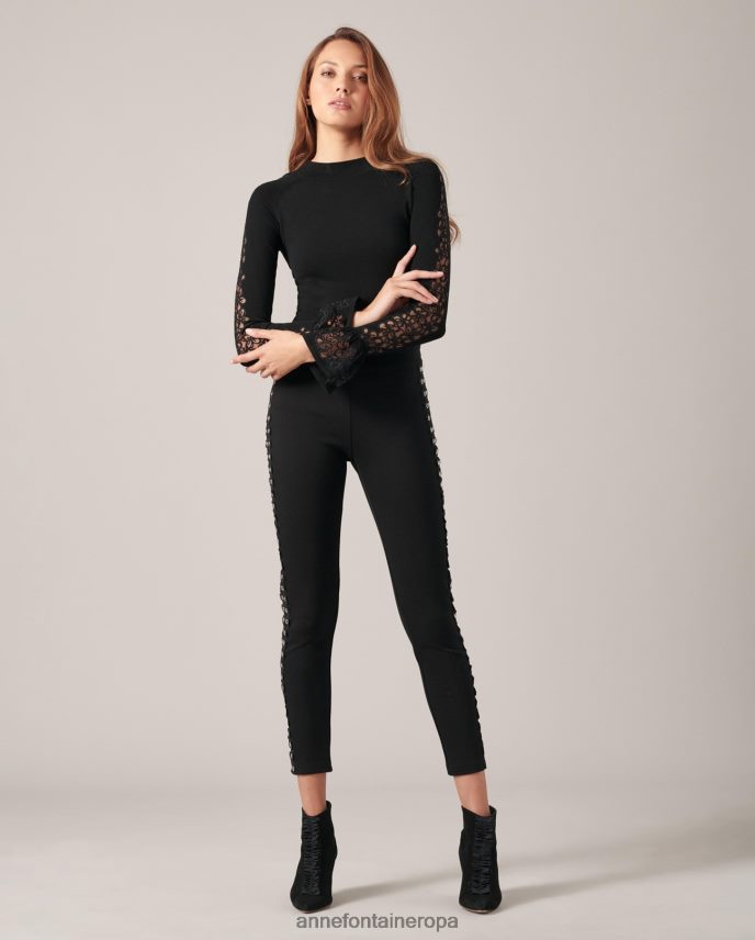 ropa es Anne Fontaine mujer suéter sophie suéter de punto de manga larga con volantes en los puños negro 646LTX490