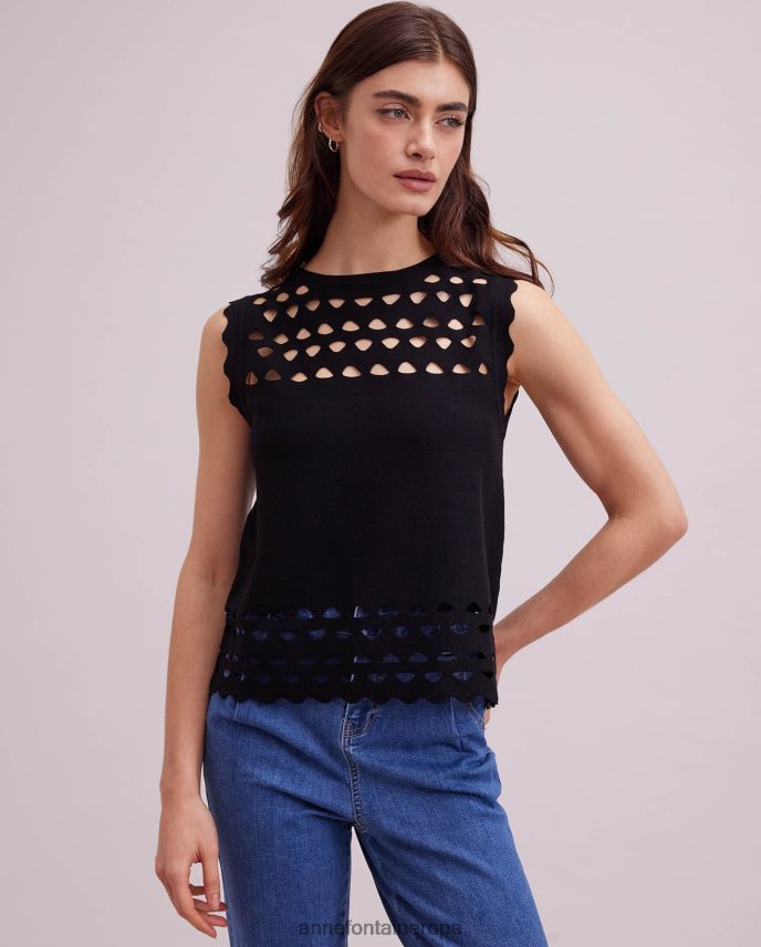 ropa es Anne Fontaine mujer Jersey de punto sin mangas con detalle de aberturas en la parte superior de Tableau negro 646LTX252