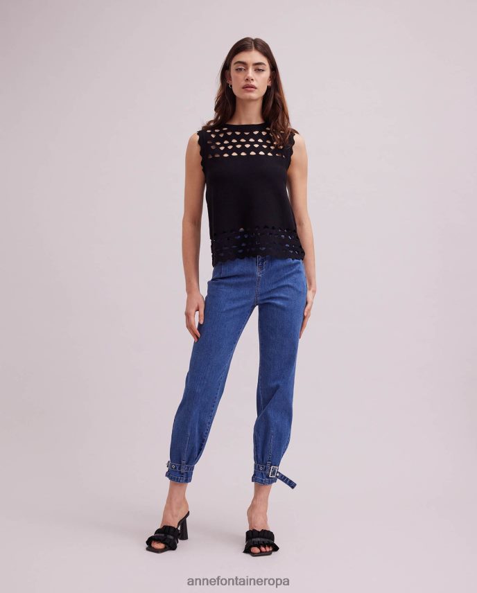ropa es Anne Fontaine mujer Jersey de punto sin mangas con detalle de aberturas en la parte superior de Tableau negro 646LTX252