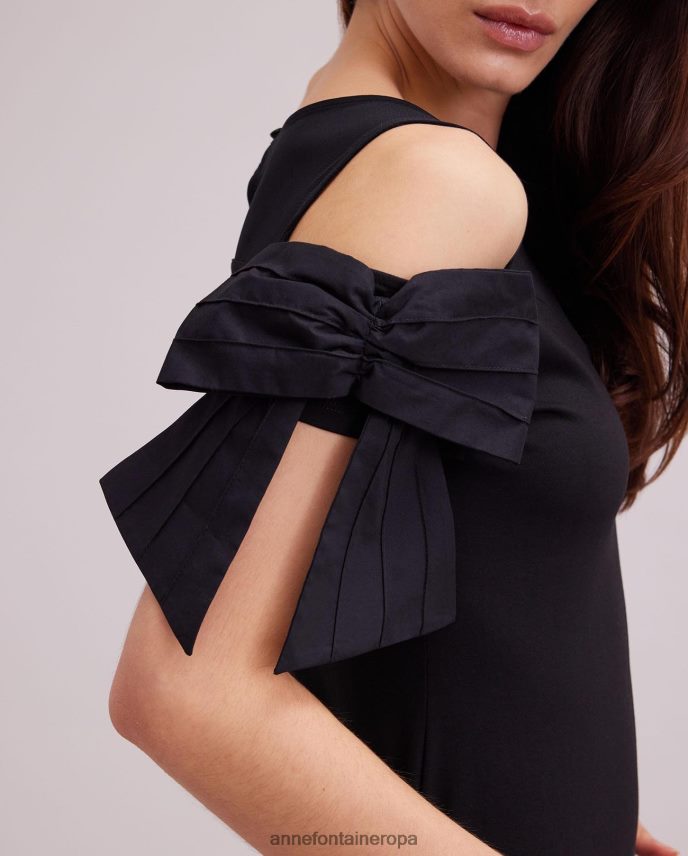 ropa es Anne Fontaine mujer Top virtyl top de punto con escote corazón y canesú transparente negro 646LTX251