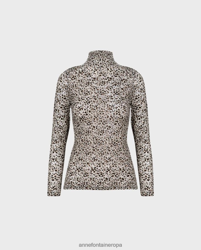 ropa es Anne Fontaine mujer blusa salimar top semitransparente de encaje floral marrón 646LTX291