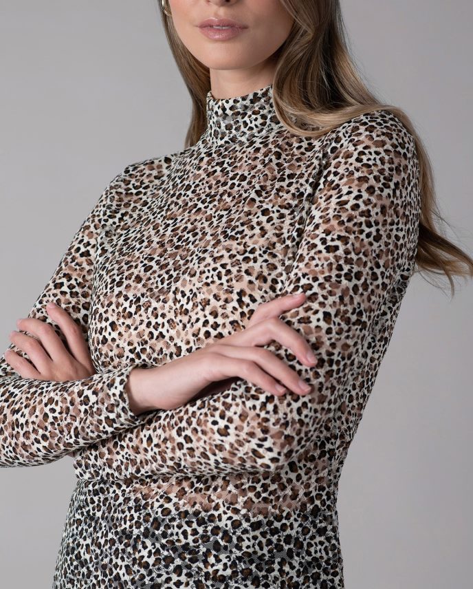 ropa es Anne Fontaine mujer blusa salimar top semitransparente de encaje floral marrón 646LTX291