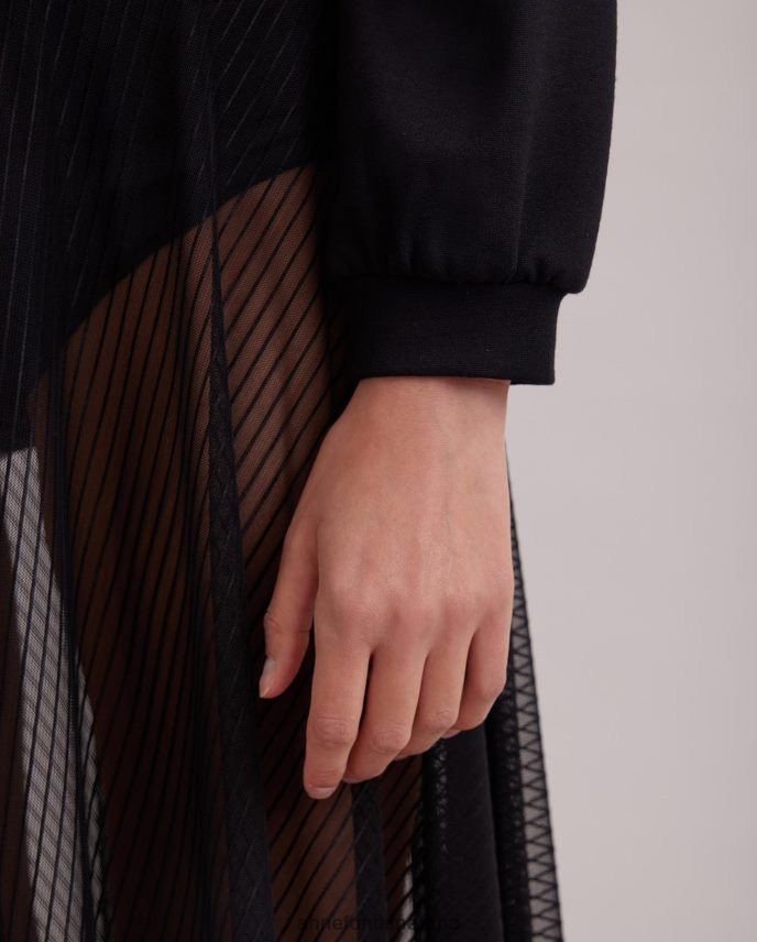 ropa es Anne Fontaine mujer sudadera kally sudadera de tul transparente de manga larga negro 646LTX293