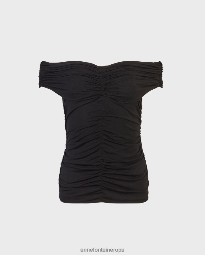 ropa es Anne Fontaine mujer top claudie top fruncido con hombros descubiertos negro 646LTX294