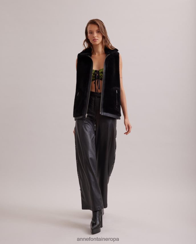 ropa es Anne Fontaine mujer top pasión top corsé de lentejuelas bordado con cinta de terciopelo verde negro 646LTX284