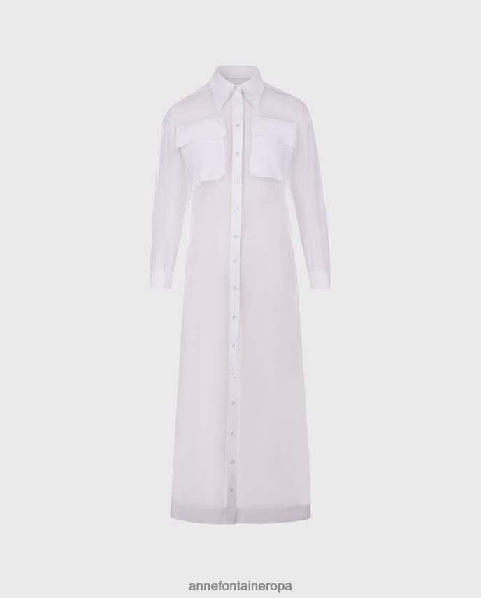 ropa es Anne Fontaine mujer vestido camisero volodia vestido largo largo en tejido de red transparente blanco 646LTX62