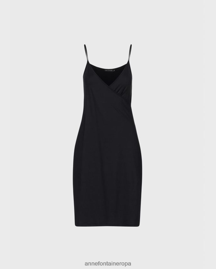 ropa es Anne Fontaine mujer vestido camisola chani vestido lencero con escote cruzado y tirantes finos negro 646LTX89