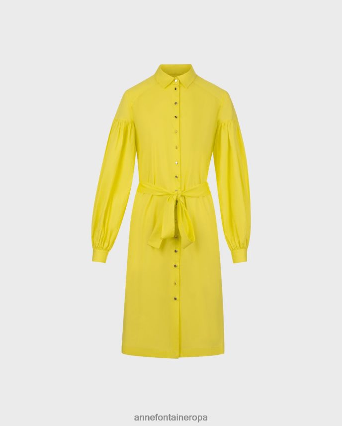 ropa es Anne Fontaine mujer vestido claus vestido camisero midi de popelina color limón manga larga amarillo 646LTX97