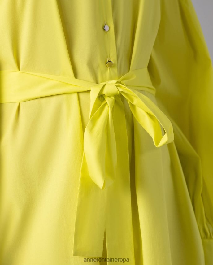 ropa es Anne Fontaine mujer vestido claus vestido camisero midi de popelina color limón manga larga amarillo 646LTX97