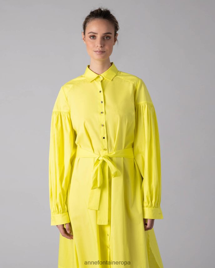 ropa es Anne Fontaine mujer vestido claus vestido camisero midi de popelina color limón manga larga amarillo 646LTX97