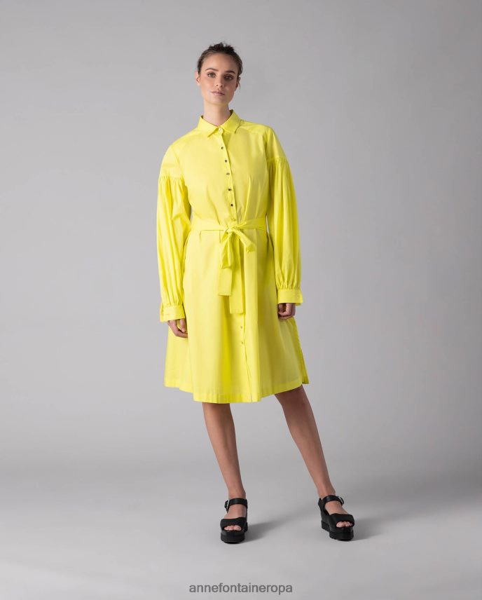 ropa es Anne Fontaine mujer vestido claus vestido camisero midi de popelina color limón manga larga amarillo 646LTX97