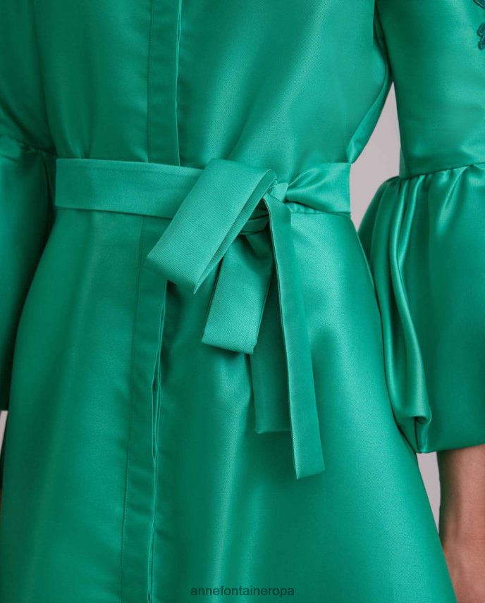 ropa es Anne Fontaine mujer vestido comtesse vestido largo de raso con mangas abullonadas de encaje menta 646LTX109