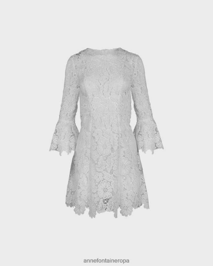 ropa es Anne Fontaine mujer vestido dor vestido de encaje de manga 3/4 blanco 646LTX116