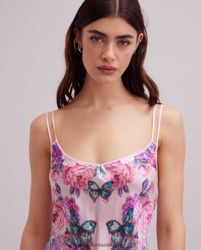 ropa es Anne Fontaine mujer vestido haitza vestido de seda con tirantes finos y diseño estampado de mariposas y flores rosa 646LTX67