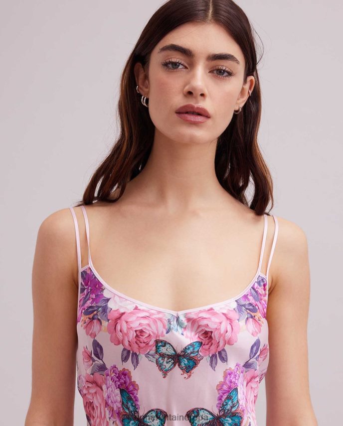 ropa es Anne Fontaine mujer vestido haitza vestido de seda con tirantes finos y diseño estampado de mariposas y flores rosa 646LTX67