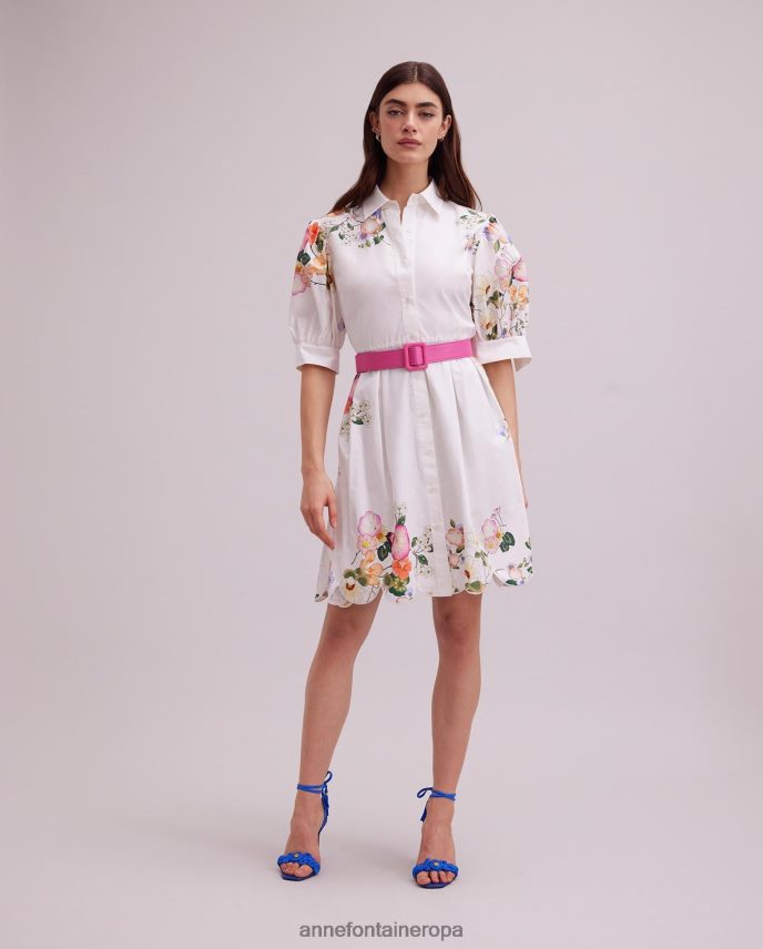 ropa es Anne Fontaine mujer vestido mimosa vestido camisero con detalles de estampado floral de colores blanco 646LTX64