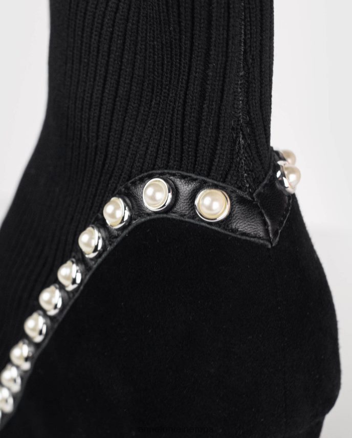 zapatos es Anne Fontaine mujer Botín calcetín de ante rime boot forrado con perlas negro 646LTX9