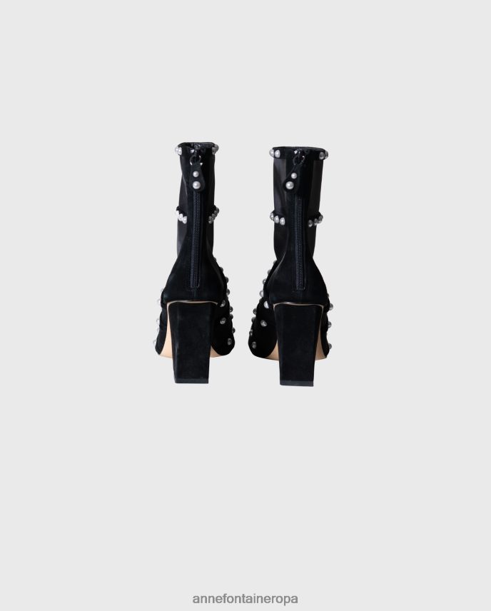 zapatos es Anne Fontaine mujer decibel boot botas de malla transparente con tacón en bloque negro 646LTX8