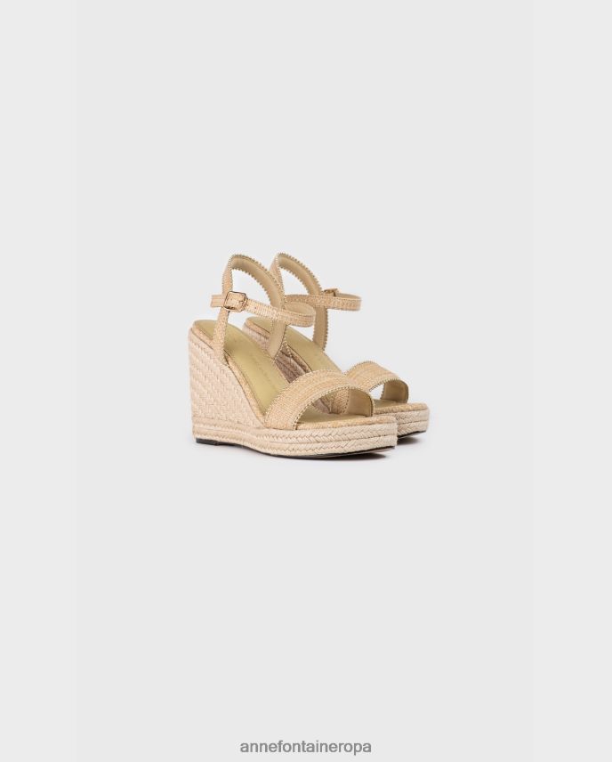 zapatos es Anne Fontaine mujer Alpargata cuña oneca cuña yute natural oro 646LTX25