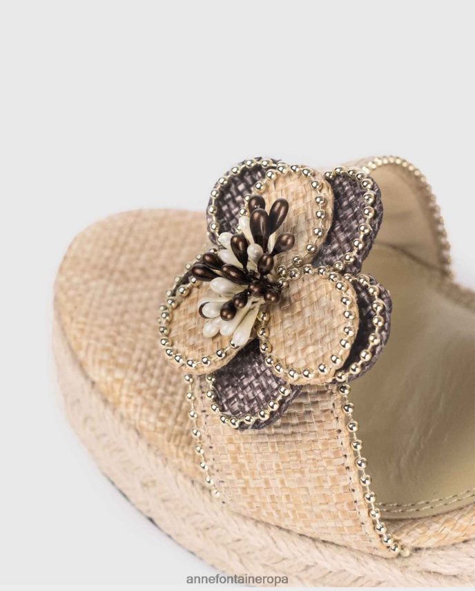 zapatos es Anne Fontaine mujer Alpargata cuña oneca cuña yute natural oro 646LTX25