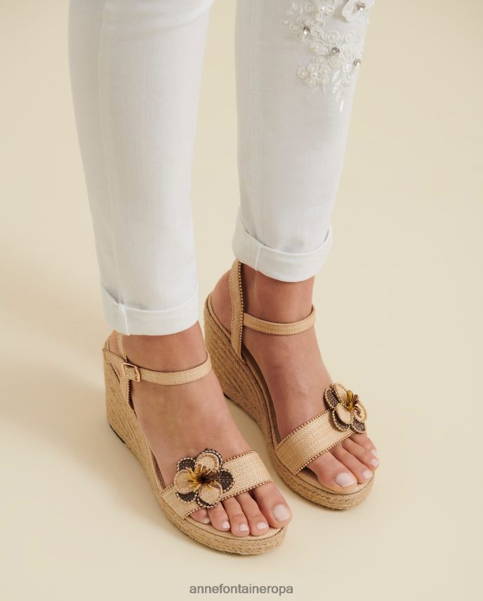 zapatos es Anne Fontaine mujer Alpargata cuña oneca cuña yute natural oro 646LTX25
