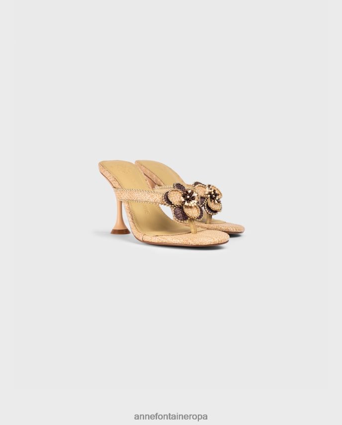 zapatos es Anne Fontaine mujer Sandalia de tacón tipo tanga de yute con tacón anitz y clips extraíbles oro 646LTX24