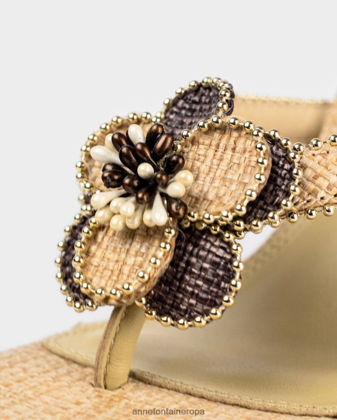 zapatos es Anne Fontaine mujer Sandalia de tacón tipo tanga de yute con tacón anitz y clips extraíbles oro 646LTX24