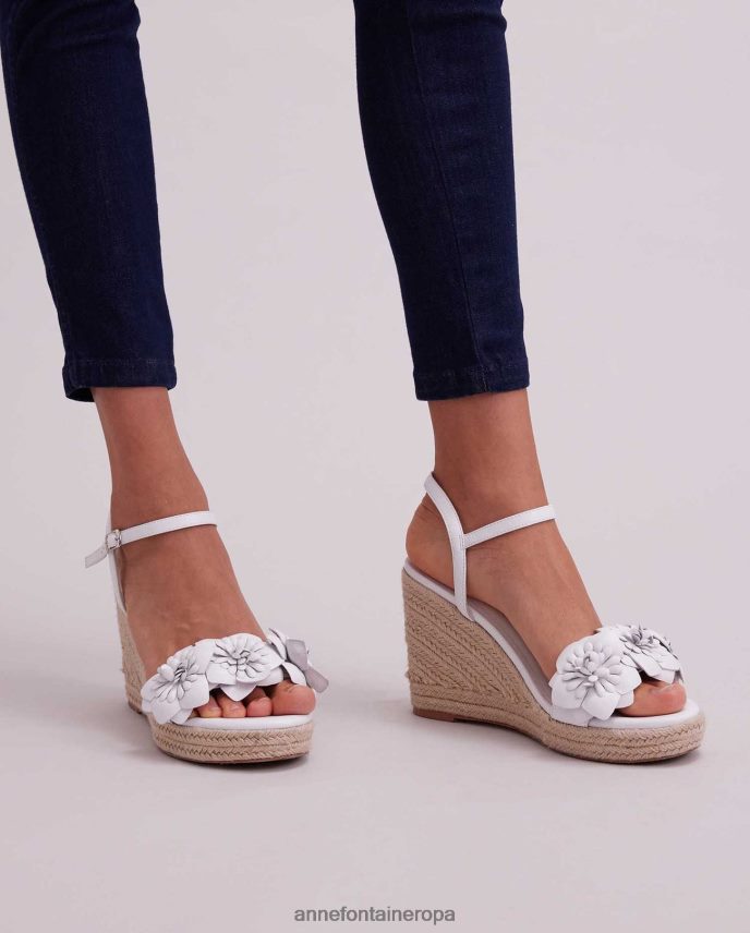 zapatos es Anne Fontaine mujer cuña alpargata cuña olivia con detalles de flores blanco 646LTX26