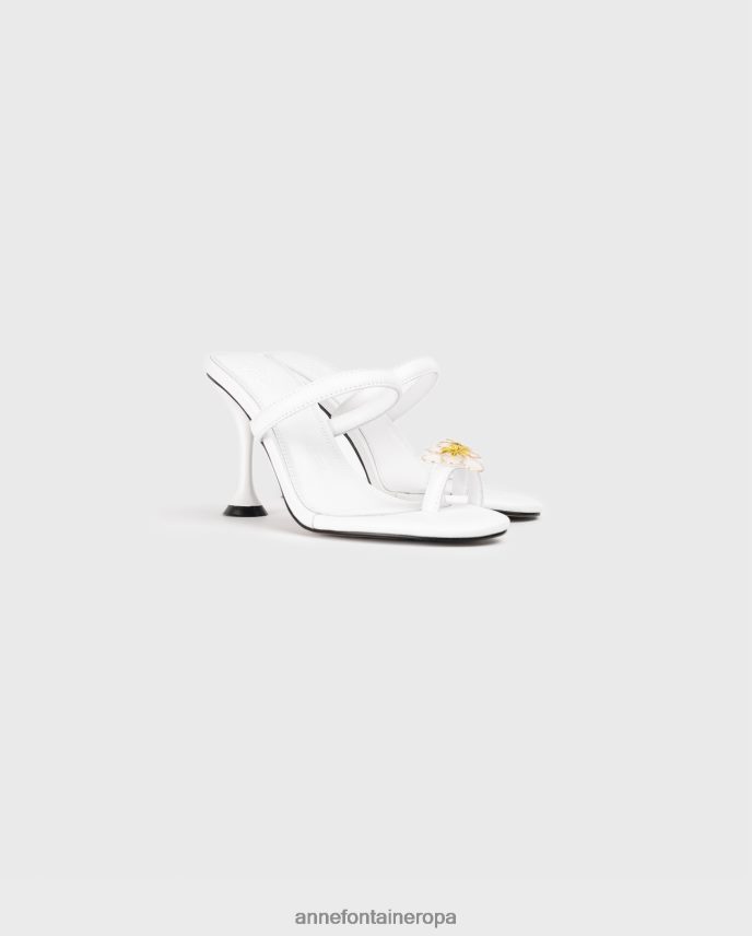 zapatos es Anne Fontaine mujer sandalia tacón aznar con puntera floral blanco 646LTX23