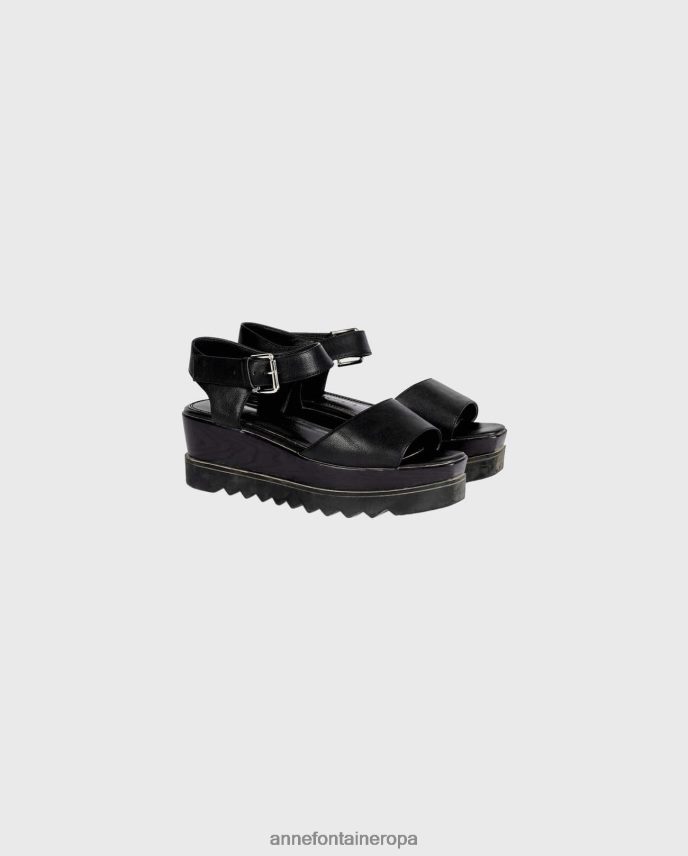 zapatos es Anne Fontaine mujer sandalias cuña vitto sandalia piel negro 646LTX21