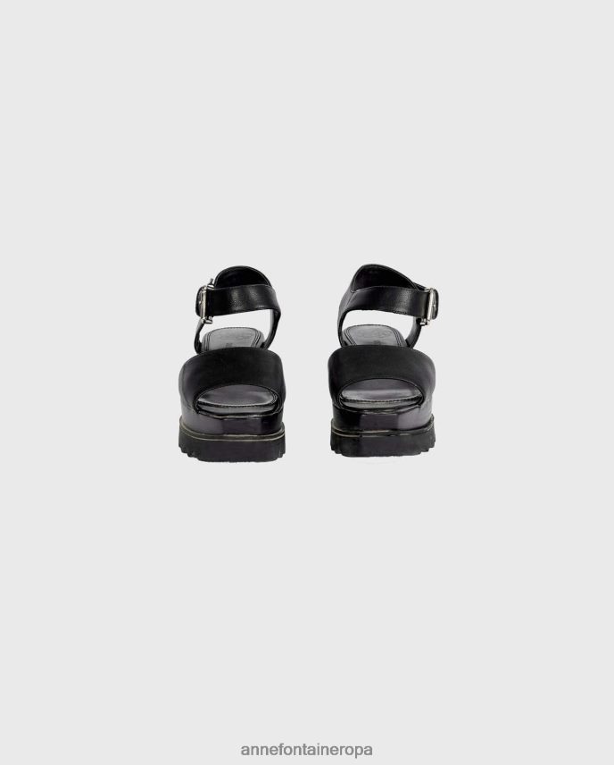 zapatos es Anne Fontaine mujer sandalias cuña vitto sandalia piel negro 646LTX21
